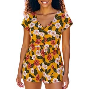 Show‎ Me Your Mumu Casual Boho Cottagecore Yellow Floral  Light Weight Romper XS
